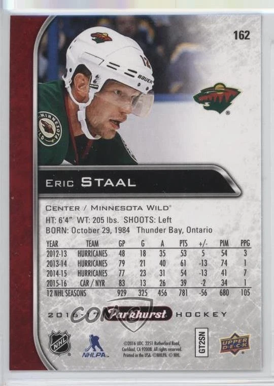 2016-17 Upper Deck Parkhurst Red Eric Staal #162 - Image 2 of 2