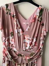 Jolie Moi Dress Size 16 Pink Mesh Stretch Short Sleeve Fit Flare Formal Occasion
