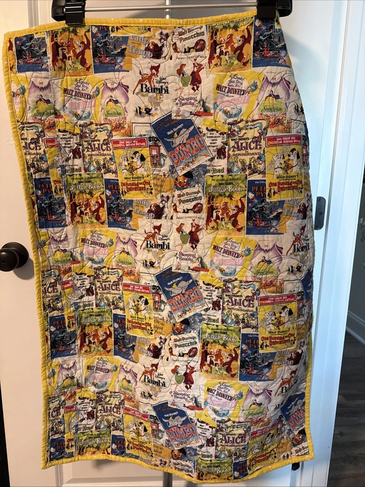 Disney VTG Movie Poster Handmade Quilted Baby Lap Blanket 27"x36" - Image 2 of 4