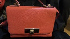 Michael Kors Pink Small Satchel Top Handle Push Lock Gold Hardware Logo Pockets