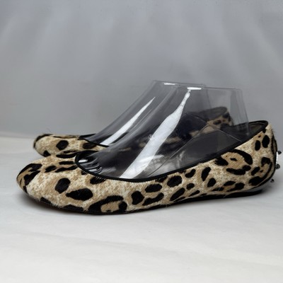 Sam Edelman Joya Calf Hair Leopard Print Flats Womens Sz 8.5 Spike Heel Accent