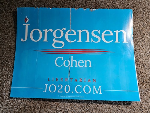 Jo Jorgensen Spike Cohen Libertarian President 2020 Official Yard Sign - Picture 2 of 6