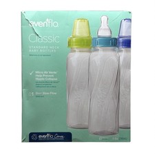 6 Pack Evenflo Classic 6-8oz BPA Free Standard Neck Baby Bottles