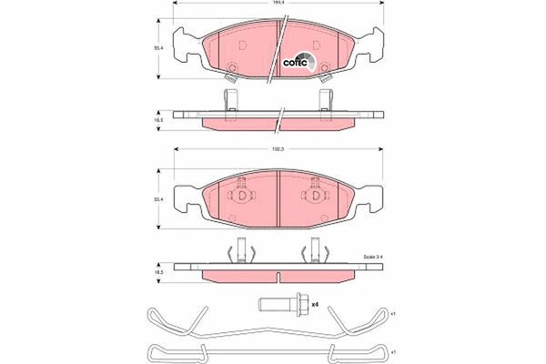 Bremsbelagsatz Scheibenbremse Cotec TRW GDB4120 FüR Jeep WJ Cherokee WG XJ 2 4X4-image