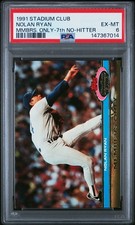 1991 STADIUM CLUB MEMBERS ONLY 7TH NO-HITTER NOLAN RYAN PSA 6