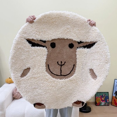 Cute Sheep Tufted Flocking Carpet Dormitory Mat Anti-slip Soft Floor Mat Bedroom