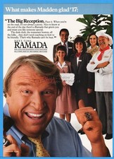 1986 Ramada Inn John Madden Superbowl Rings Chef Hostess Maid Photo Print Ad