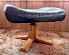 Stouby Ottoman Leather Vintage 60s Footstool Retro Danish Pouf C35
