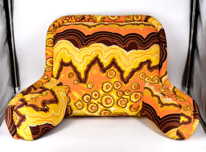VTG 1970s Bedrest Bed Reading Pillow w/Arms Groovy Yellow Orange Brown