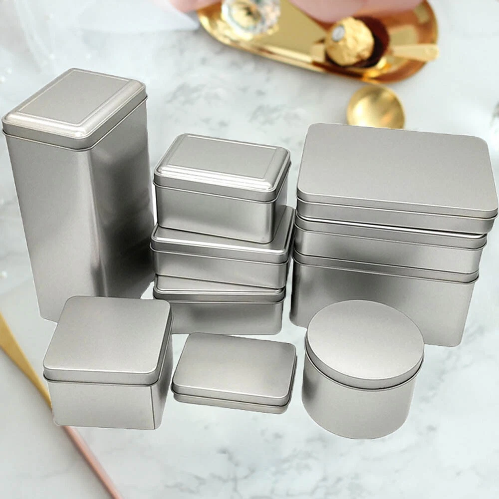 Tin Boxes Small Metal Storage Box Silver Jewelry Keys Coins Metal Tin Box