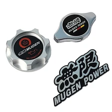 SILVER ENGINE OIL FILLER CAP & RADIATOR CAP FOR HONDA CIVIC D16Z6 D16Y8 MUGEN