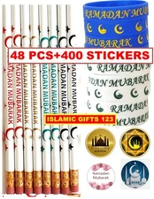 48 Pack Ramadan Pencils Wristbands + 400 Ramadan Sticker Islamic Gifts Eid Gifts