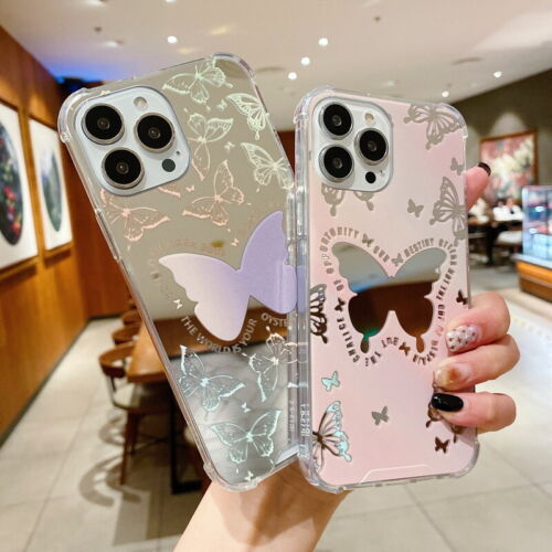 Case For iPhone 14 13 12 Pro Max 11 XR XS 7 8 Plus Mirror Butterfly Hybrid  Cover