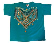 Vintage Woman’s Sweet Blondie Aztec Print T-Shirt- One Size Made In USA B2018