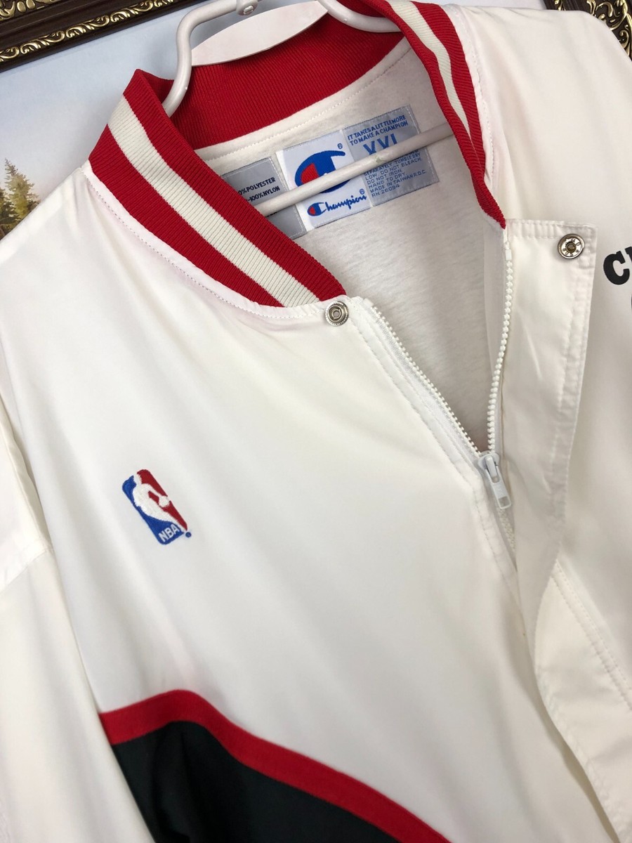 Vintage Champion Chicago Bulls Jordan WarmUp NBA Set White