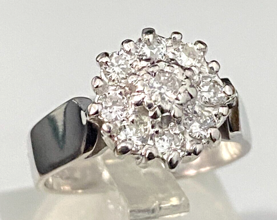 0.45 Carat 14K White Gold Black & White Diamond Ring - 5 Stone Engagement Ring Set, Size 4