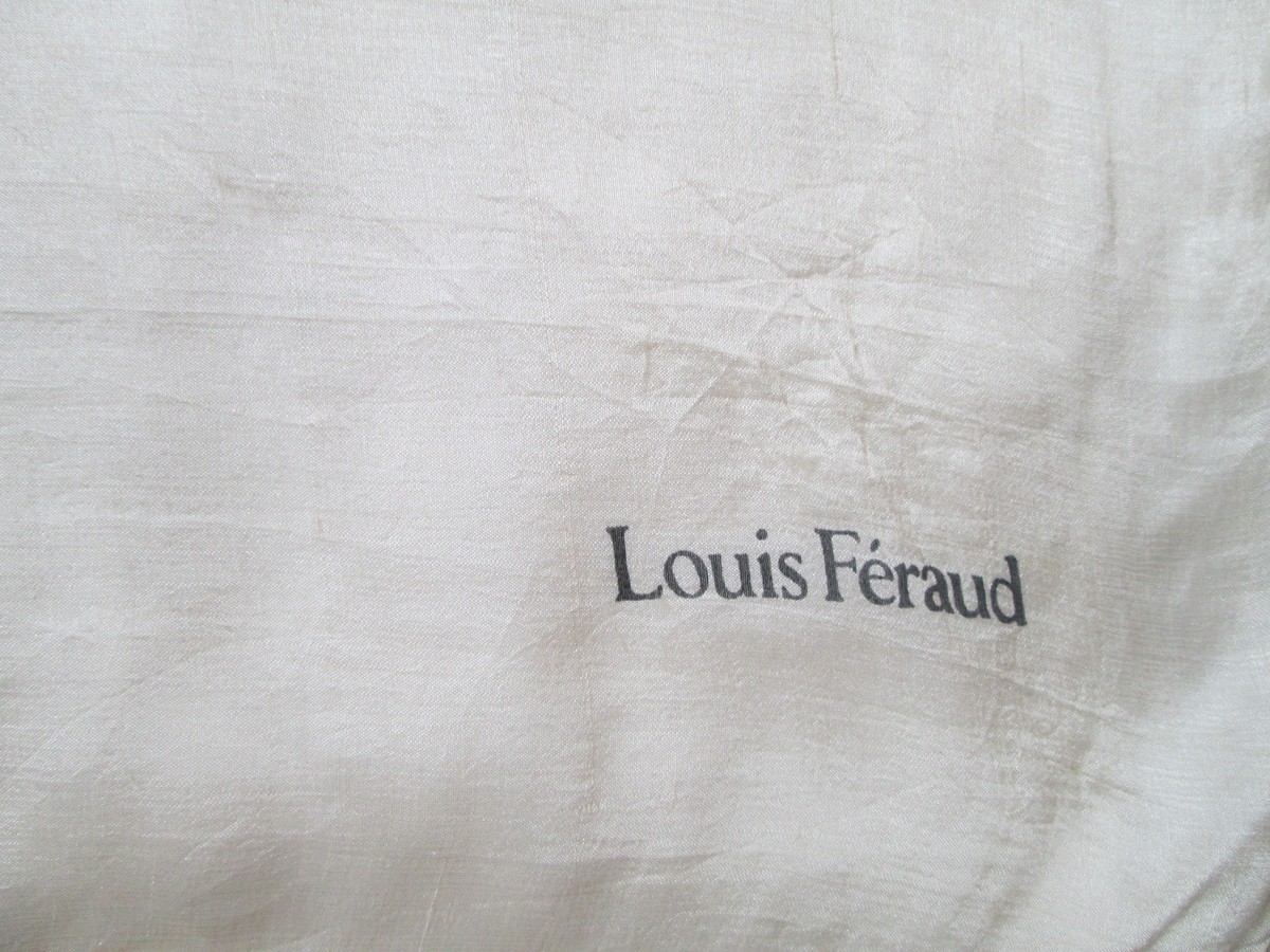 Foulard Vintage Louis Féraud 100% Soie Mousseline - 55x60 Cm - Beige - Tour De Cou