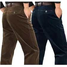 Pantalones Holgados De Pana Para Hombres De Mediana Edad Moda Casuales Negocios