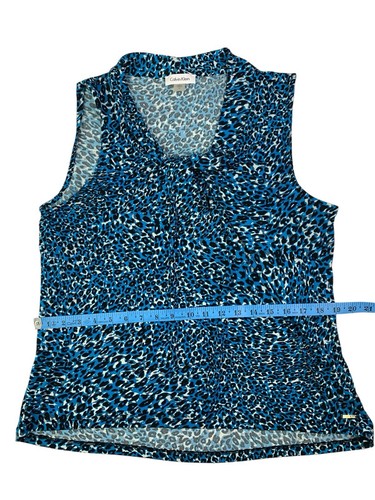 Calvin Klein ärmellose Bluse Größe XL blau Animalprint U-Ausschnitt - Bild 9 von 10