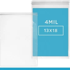 13"x18" Clear Plastic Bags 4 Mil Extra Thick Zip Seal Resealable Food Grade