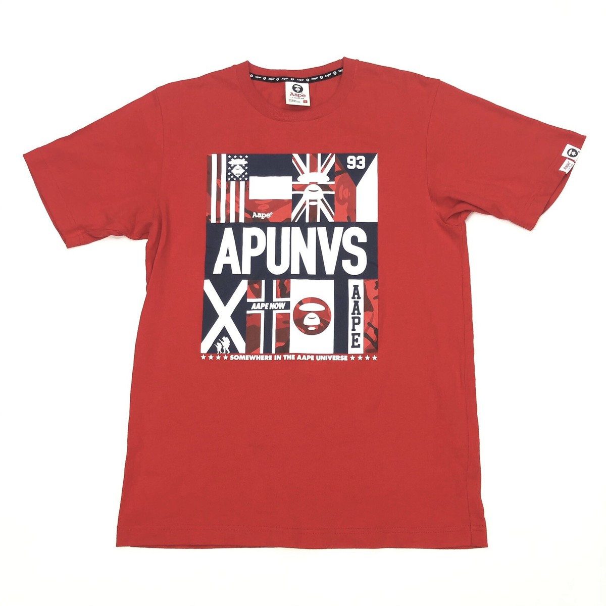 Aape By A Bathing Ape Apunvs Red Tee T-Shirt Men's Size S Small Short Sleeve