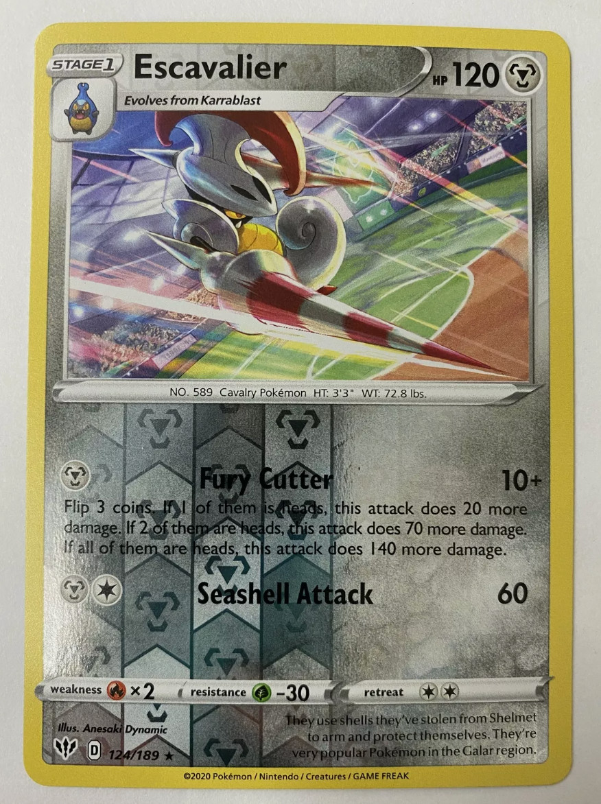 Pokemon -  Escavalier - 124/189 -Reverse Holo - Darkness Ablaze - NM/M - New