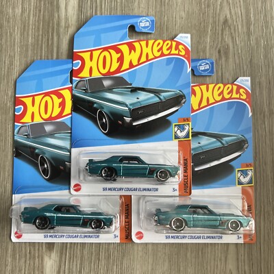 Hot Wheels '69 Mercury Cougar Eliminator Green #171 - 2024 Muscle Mania  -3pcs