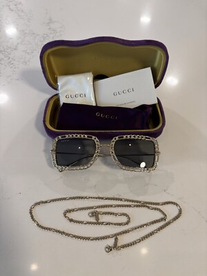 Gucci Gold Sunglasses With Chain