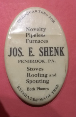 (Pgasteelers1) Advertising Mirror  Penbrook PA.  Jos E. Shenk STOVES++ 1940's 