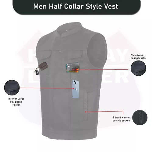SOA Men's Leather Vest Anarchy Motorcycle Biker Club Concealed Carry Outlaws image 11