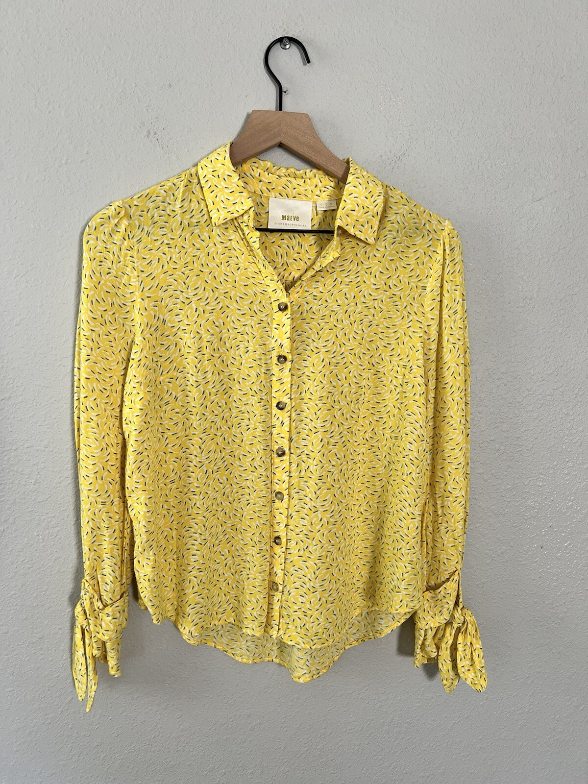 Maeve Anthropologie Blithe Yellow Patterned Shirt… - image 3