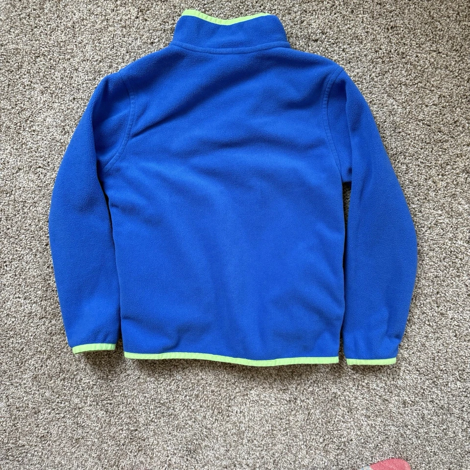 Lands End Sweatshirt Fleece Snap Pullover Hivis Blue Neon Green Pockets Size M - Imagem 3 de 3