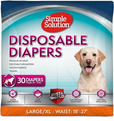 Simple Solution Disposable Dog Diapers for Female Large/XL 18 - 27'' 30 Ct.   133