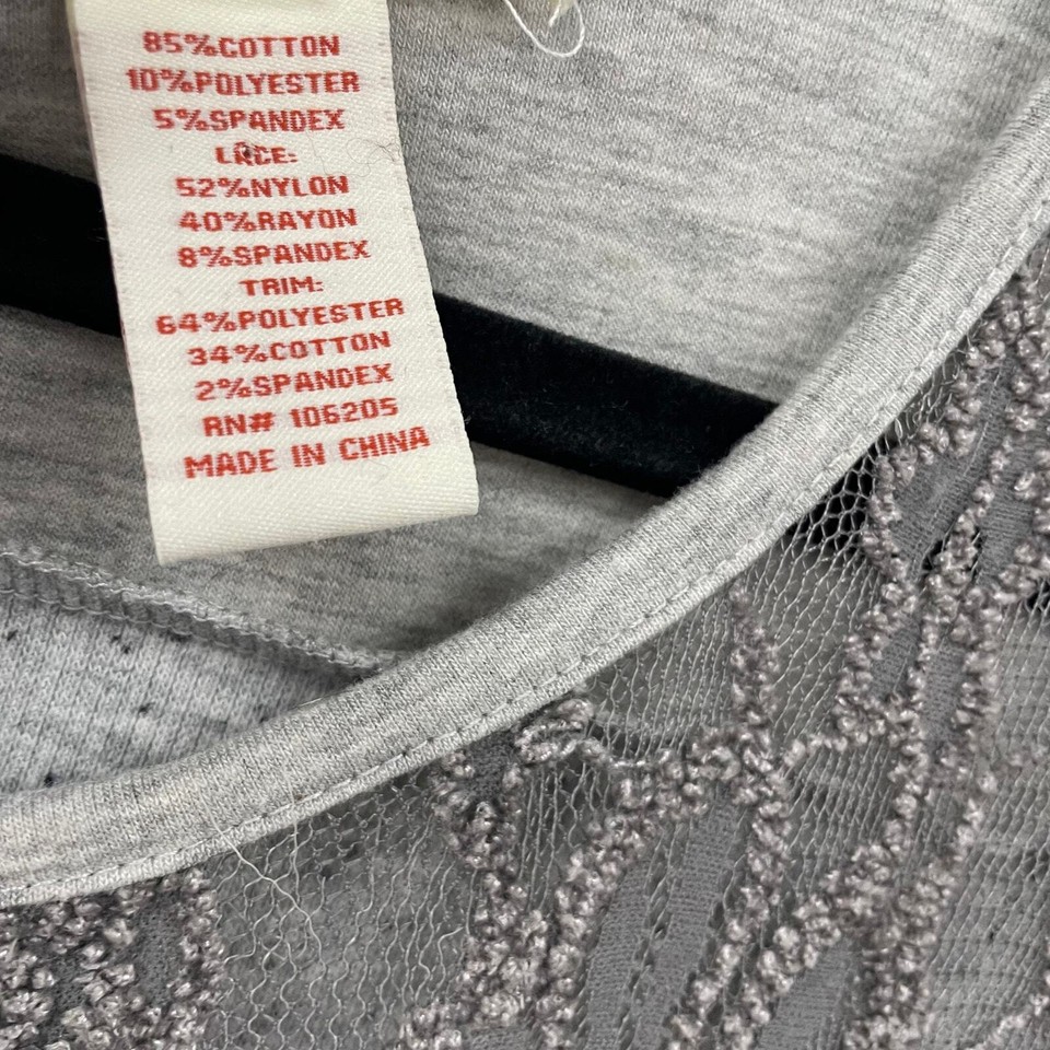 Sundance Mallorie Block Mixed Media Lace Sleeve Gray Dress Womens XL eBay