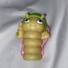 Vintage Playskool 1986 Plastic Yellow Glow Worm Pink Wings Green Hat 3”