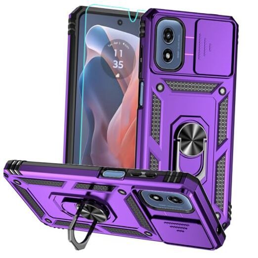 For Moto G Play 2024 Case, Soft Silicone Rubber Bumper Hard Plastic Purple
