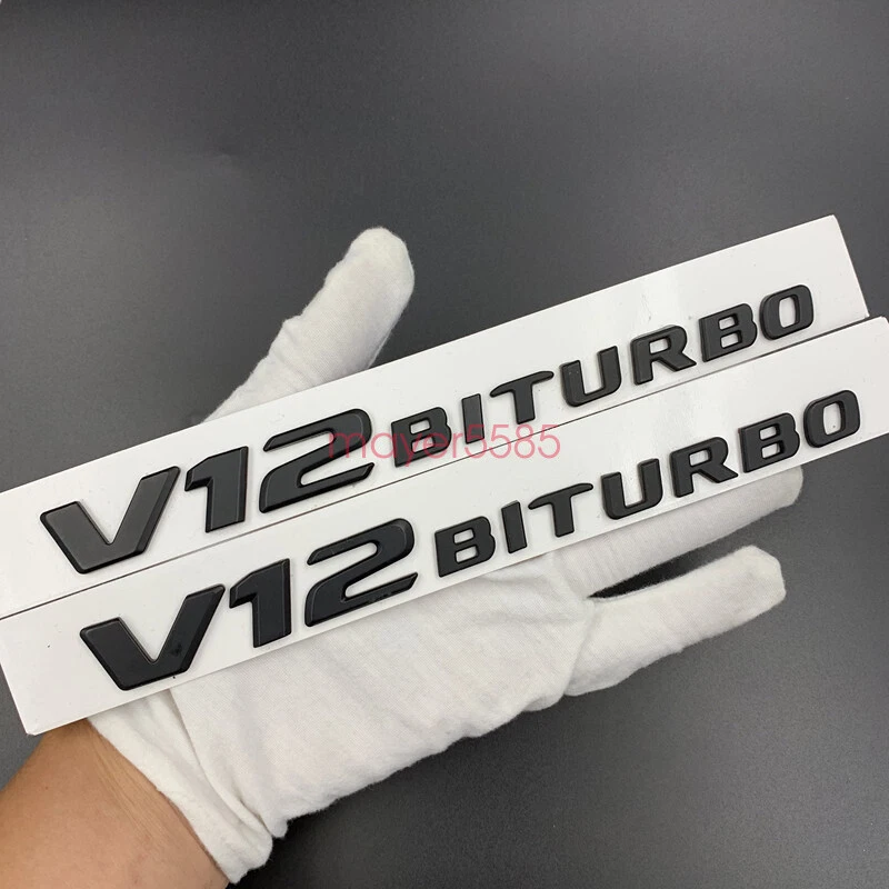 Juego de pegatinas emblema biturbo negro brillante Mercedes Benz G65 AMG V8 para G65 Foto 4 de 4