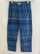 Gap Kids Boys Fair Isle Cozy Fleece Elastic Waist Pull On PJ Sleep Pants Blue 8