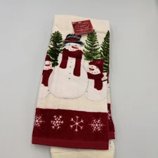 St. Nicholas Square Yuletide Snowman Kitchen Towel 2-pack Cotton NWT