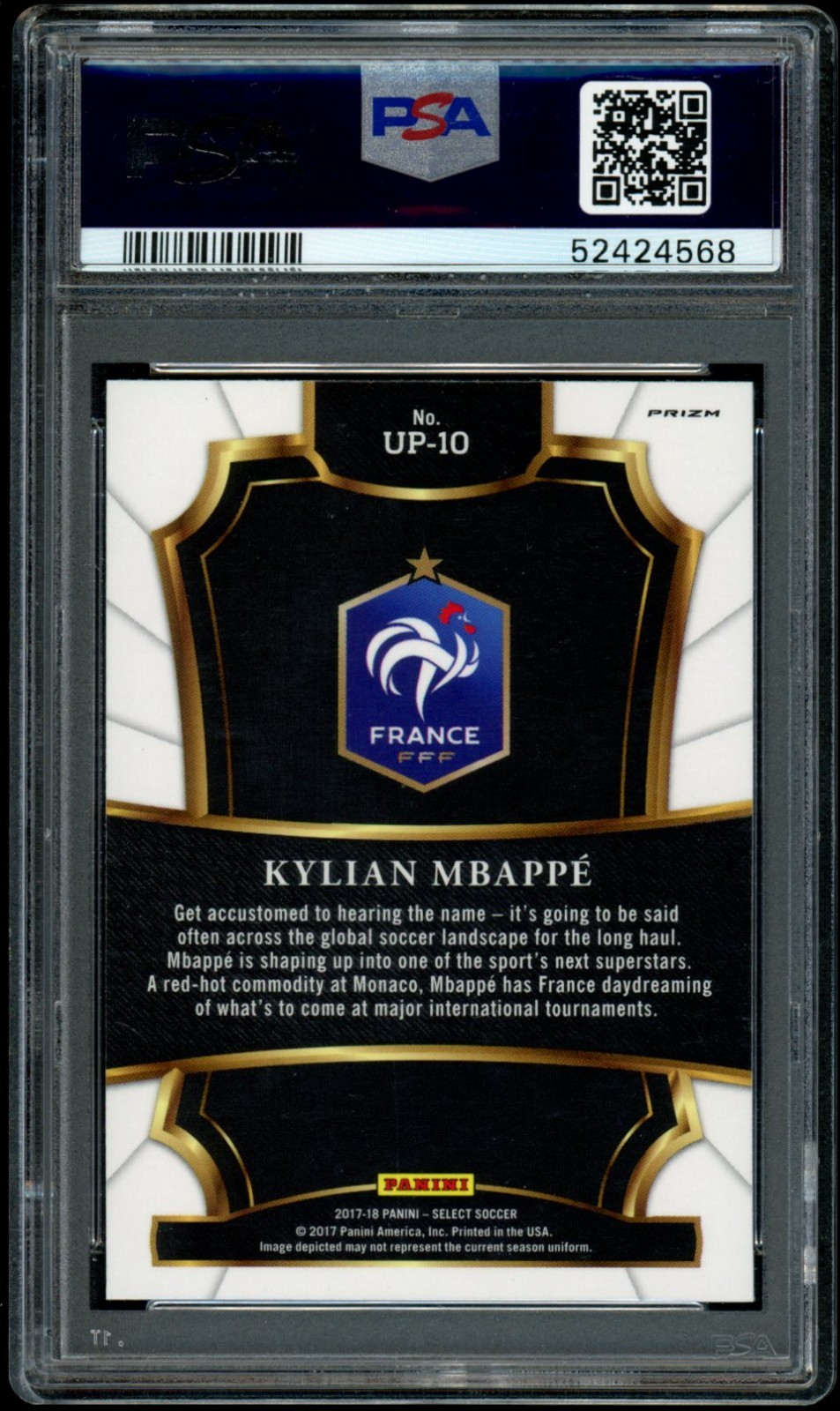 2017-18 Panini Select Unlimited Potential #UP-10 Kylian Mbappe PSA 10 view 2