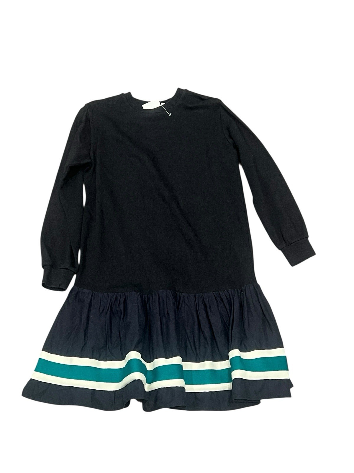 Molo Girl's 11-12 Black Carmen Sweatshirt Dress Striped Pullover  Organic Cotton