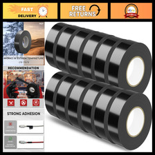 12 Pack Black Electrical Tape - Waterproof, High Temp, UV Protection, 0.75" x 66