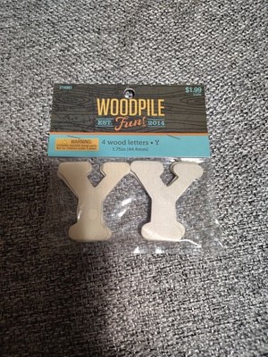 Hobby Lobby Woodpile 1.75  Wood Letters (4 Pieces Of Letter Y) Still Sealed New