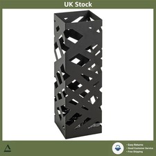 Image of Modern Square Metal Umbrella Stand with Drip Tray Black 16x16x48cm 1 Pack
