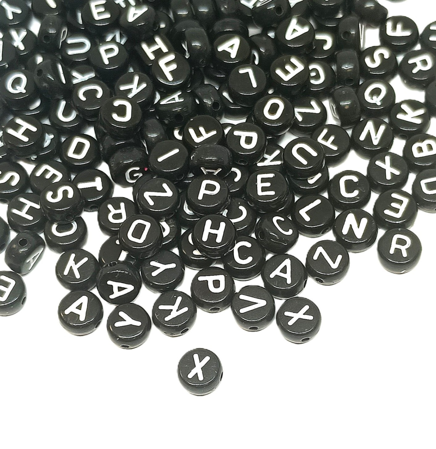 500pcs 7mm black flat round acrylic alphabets beads mixed letters DIY Jewellery