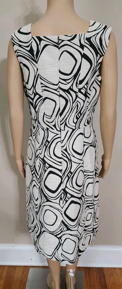 Женское платье-футляр LIDA BADAY размер 12 черно-белое жаккардовое без рукавов вечернее - Изображение 4 из 4