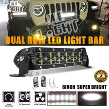 6D 8"inch Slim LED Work Light Bar Spot Flood Dual Row Off Road Driving Truck SUV