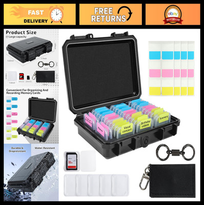 37 Slots Memory Card Case with 36 Clear Card Holders & 60 Sticky Notes - Water-R
