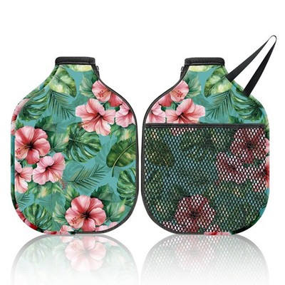 2PCS Tropical Flower Pickleball Paddle Cover with Rope & Zipper, 7.87''x11.81''...