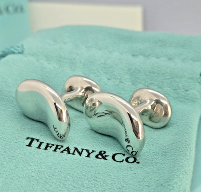 Tiffany & Co Elsa Peretti Silver Bean Cufflinks Sterling Silver